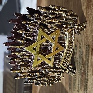 1950s Jerusalem Star of David brass & ? Letter Holder FINAL